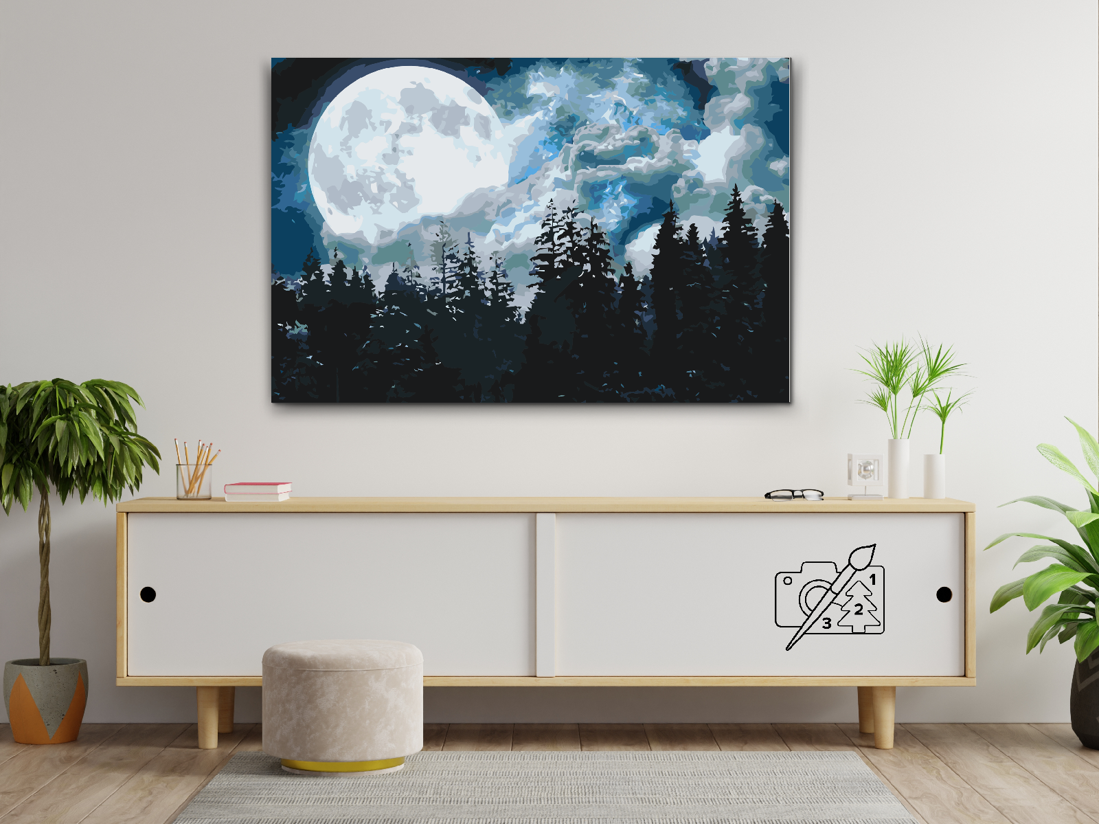 Paint by Number - Full Moon over the Forest