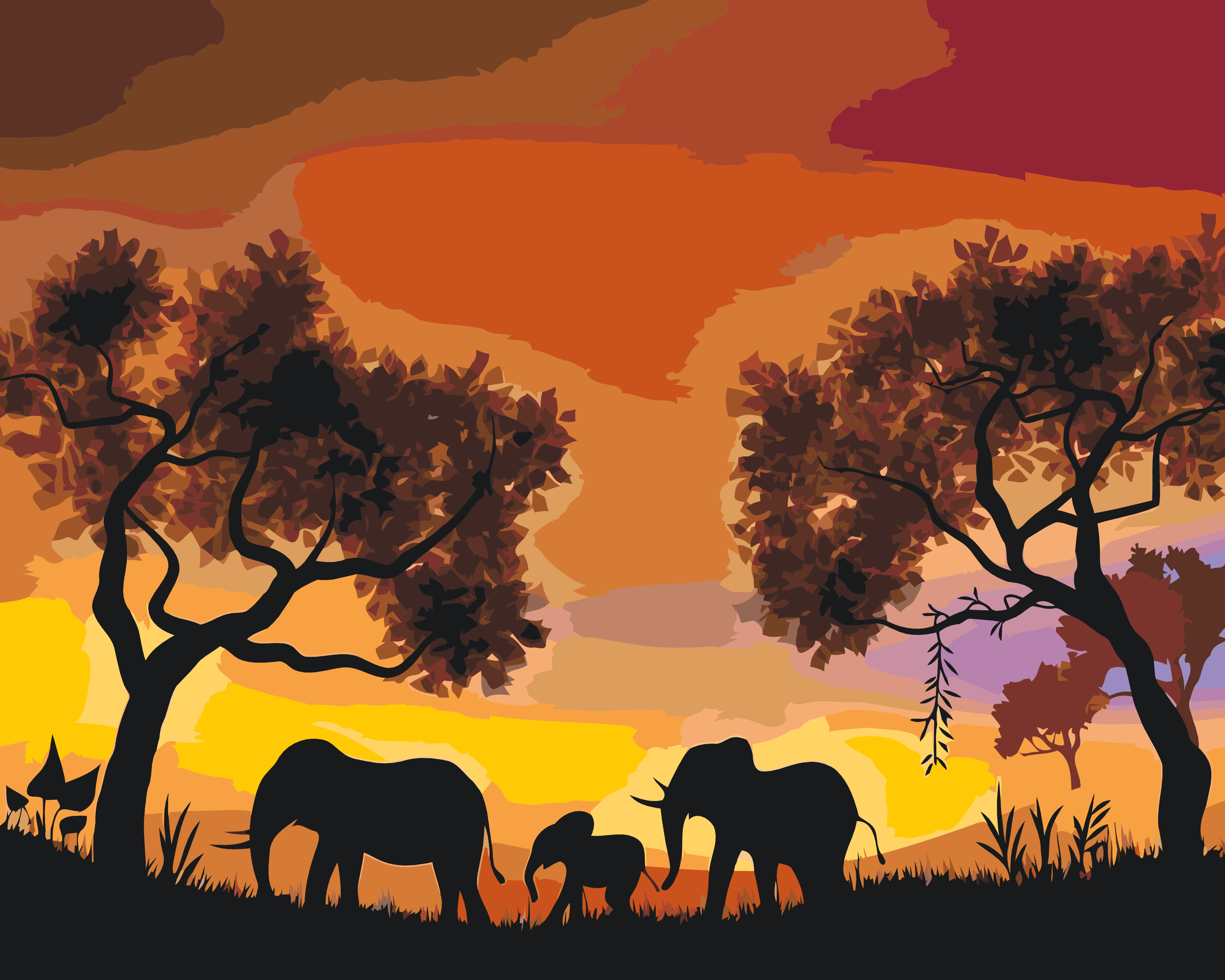 Paint by Number - Elephant Family