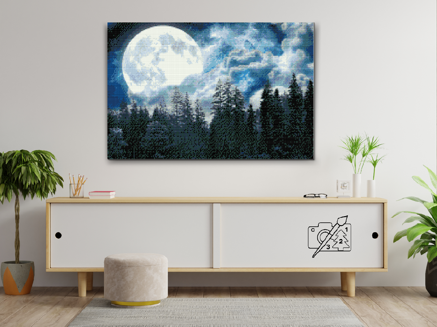 Diamond Painting - Full Moon over the Forest