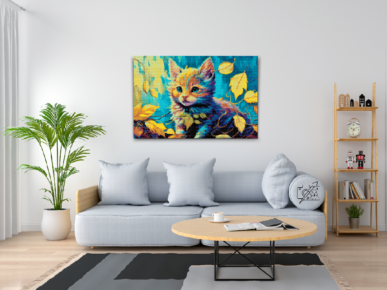 Diamond Painting - Kitten amongst the Leaves