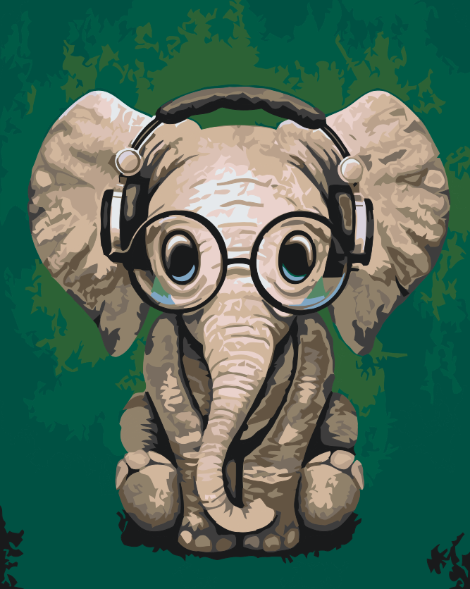 Paint by Number - Elephant with Glasses