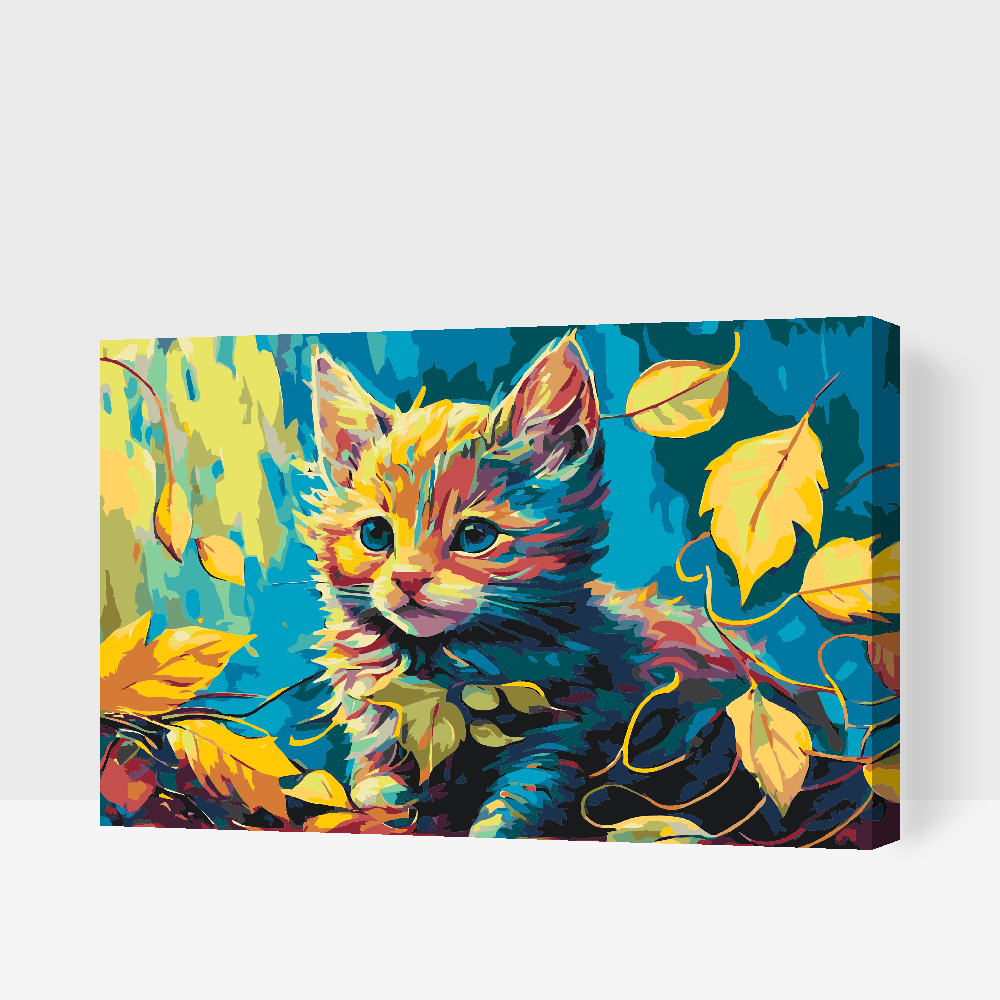Malování podle čísel - Kitten amongst the Leaves