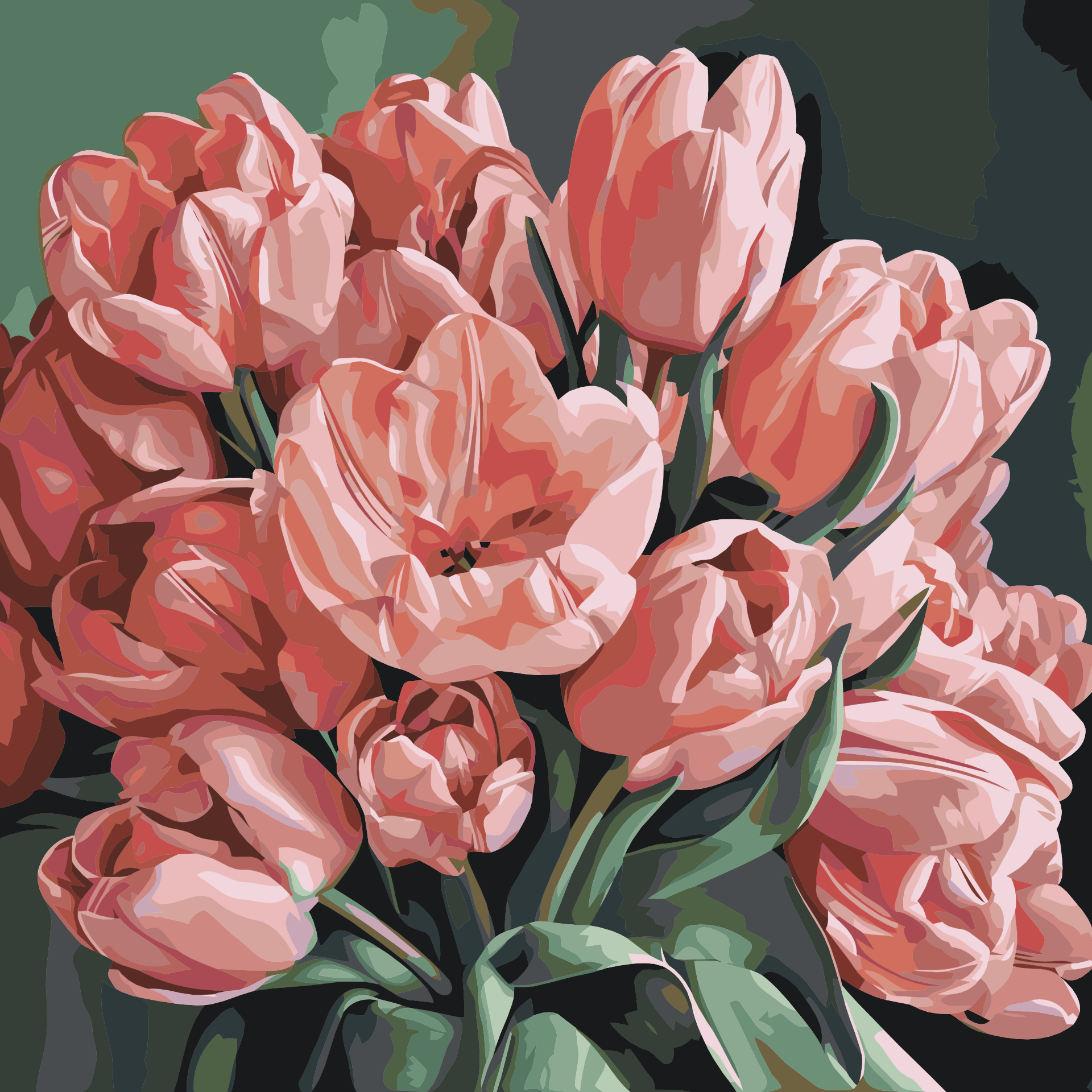 Paint by Number - A Romantic Bouquet of Tulips