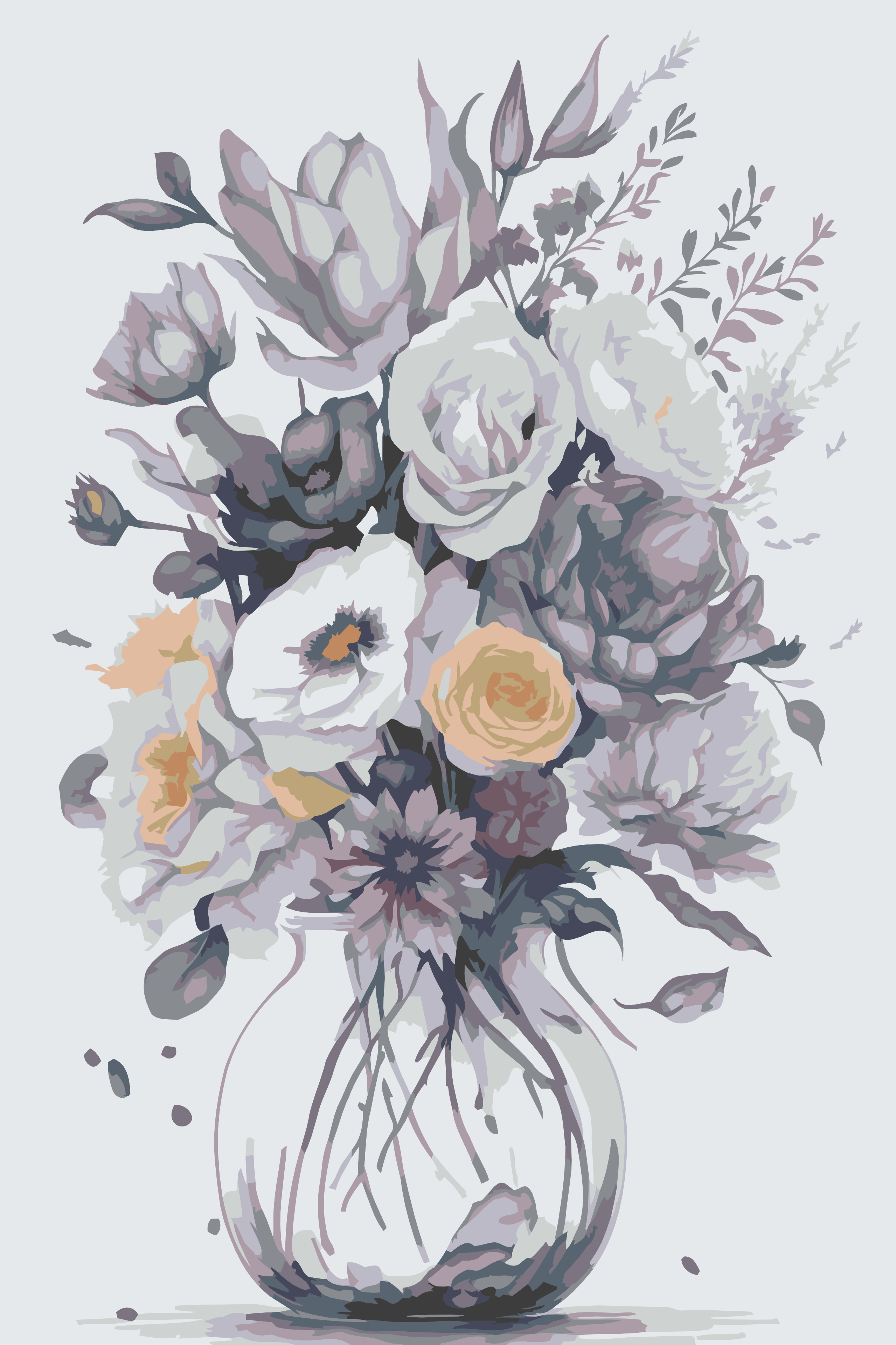 Paint by Number - Purple flowers in a vase 2