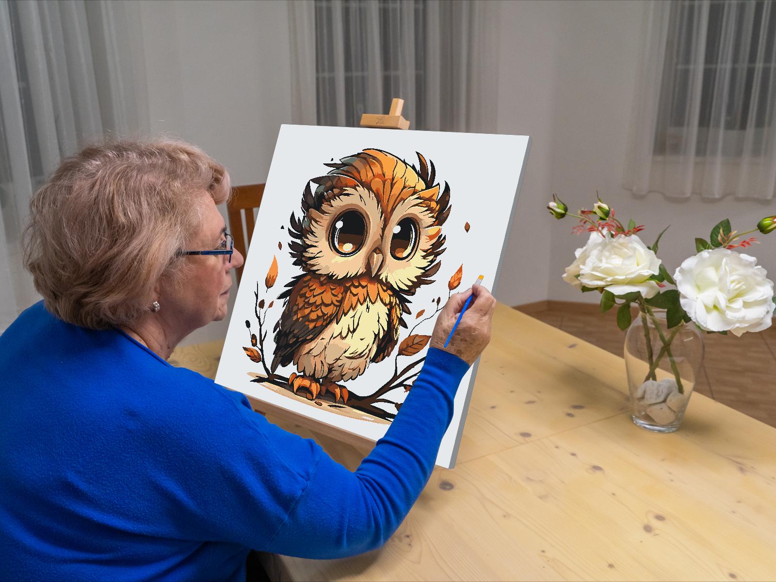 Painting by Numbers - Wide-eyed owl