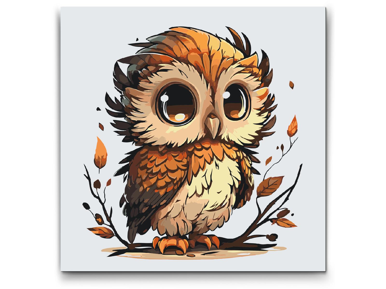 Painting by Numbers - Wide-eyed owl