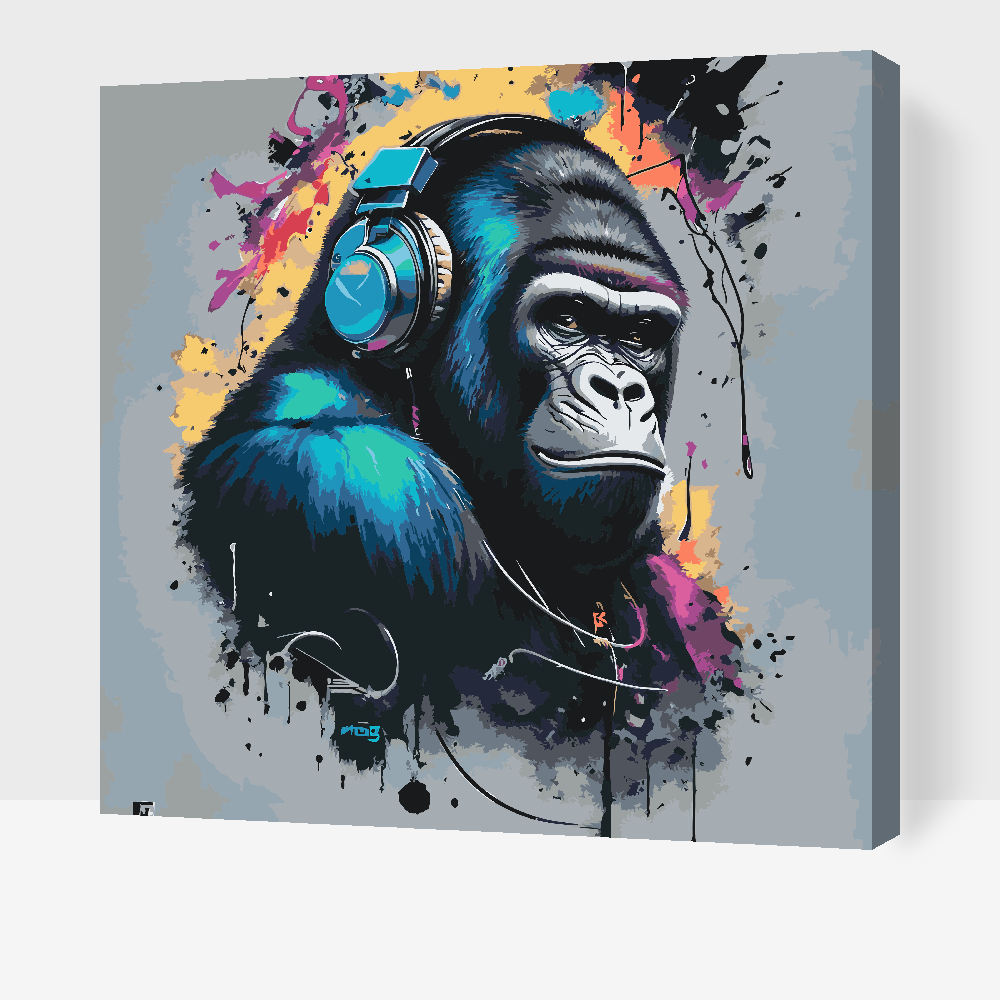 Malování podle čísel - Gorilla in headphones