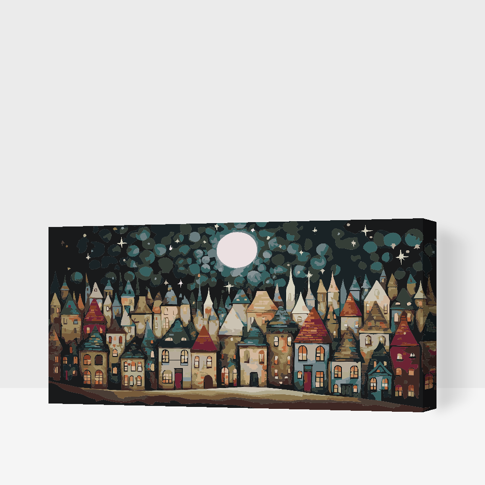 Malování podle čísel - Little houses at night