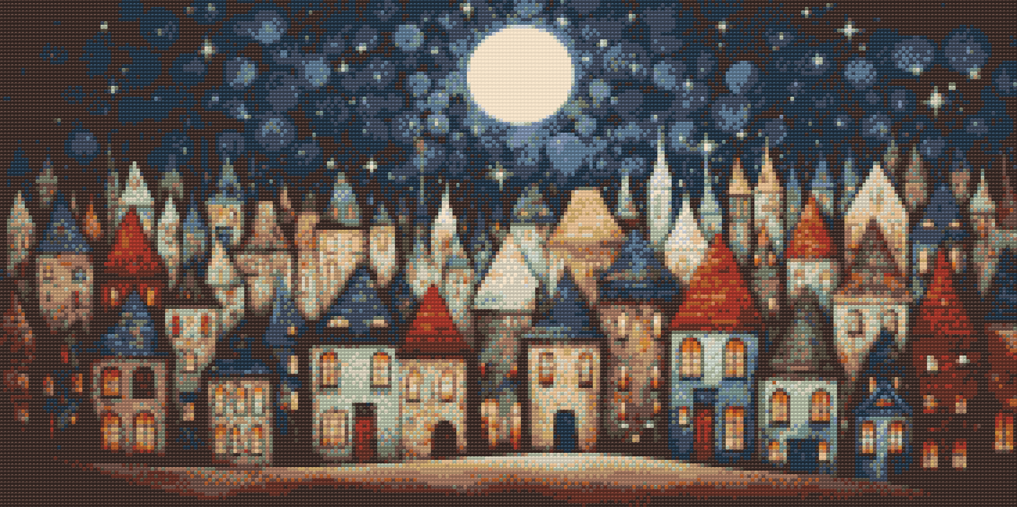 Diamond Painting - Little houses at night