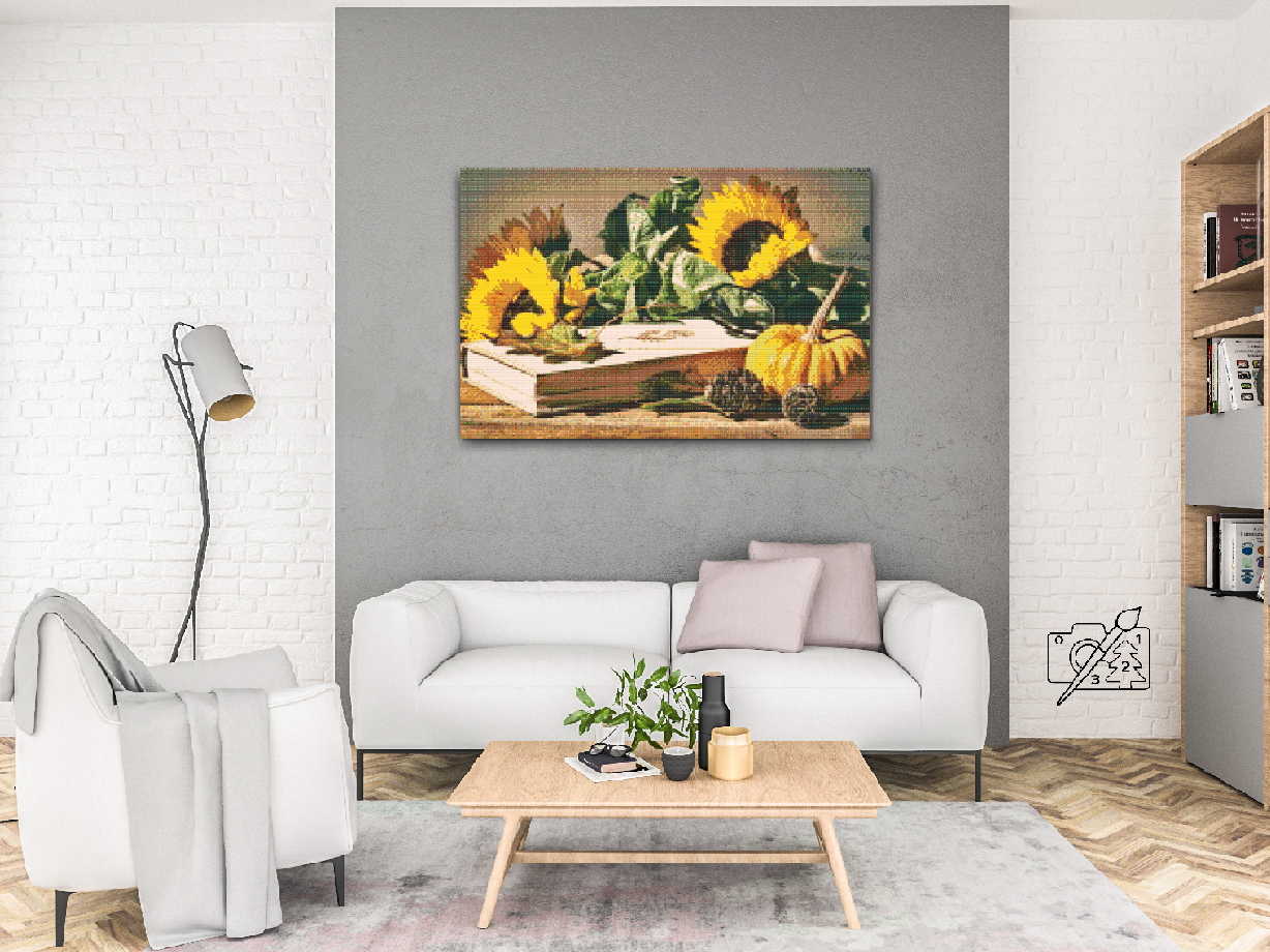 Diamond Painting - Pumpkin and Sunflowers