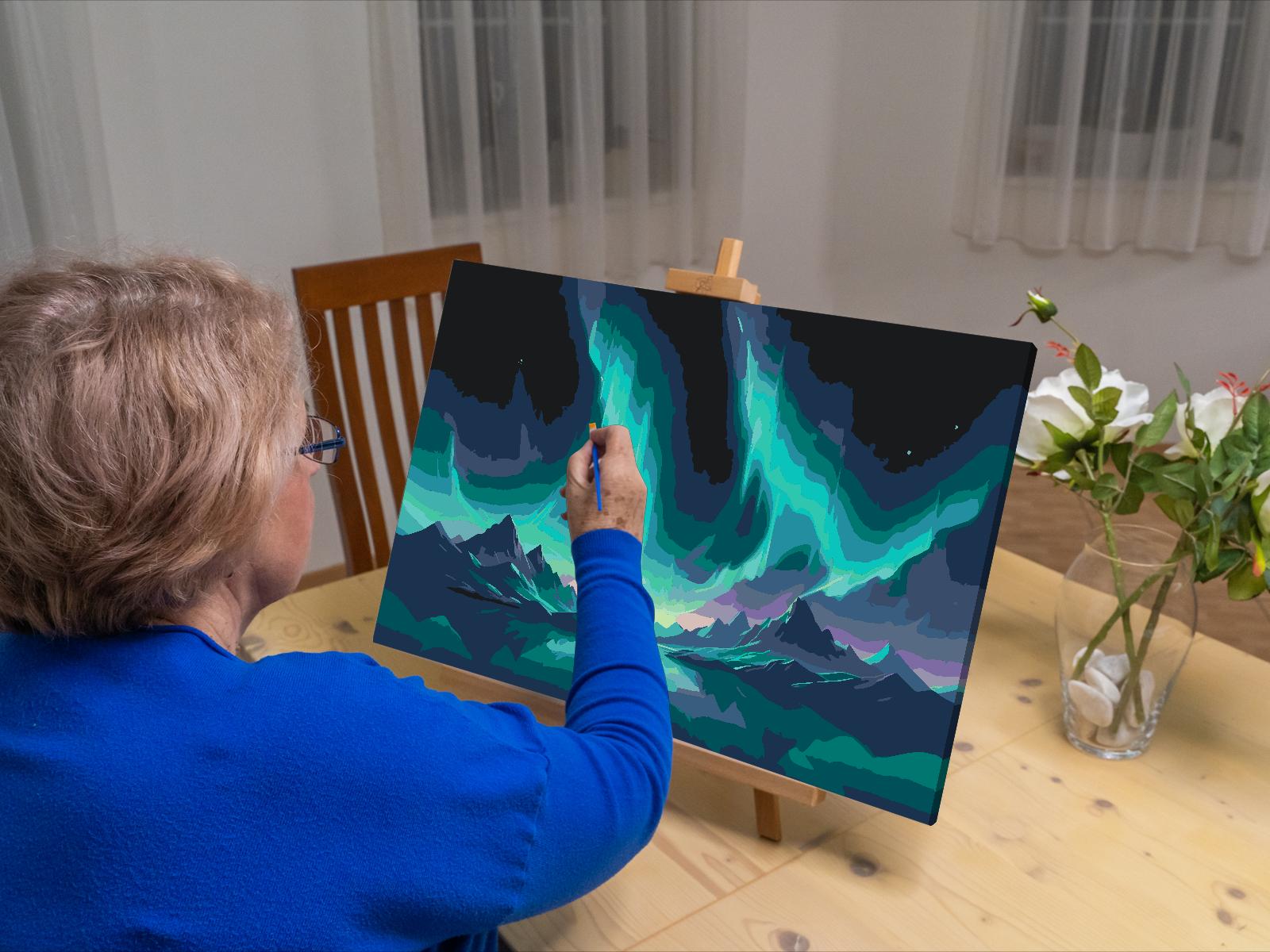 Painting by Numbers - Aurora over the mountains