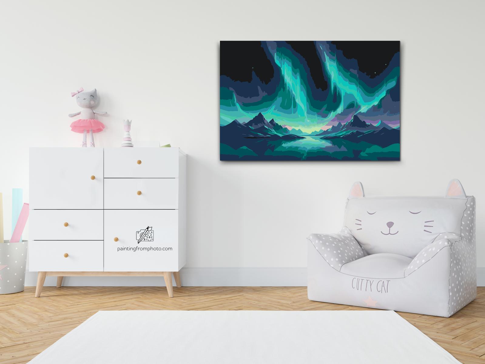 Painting by Numbers - Aurora over the mountains