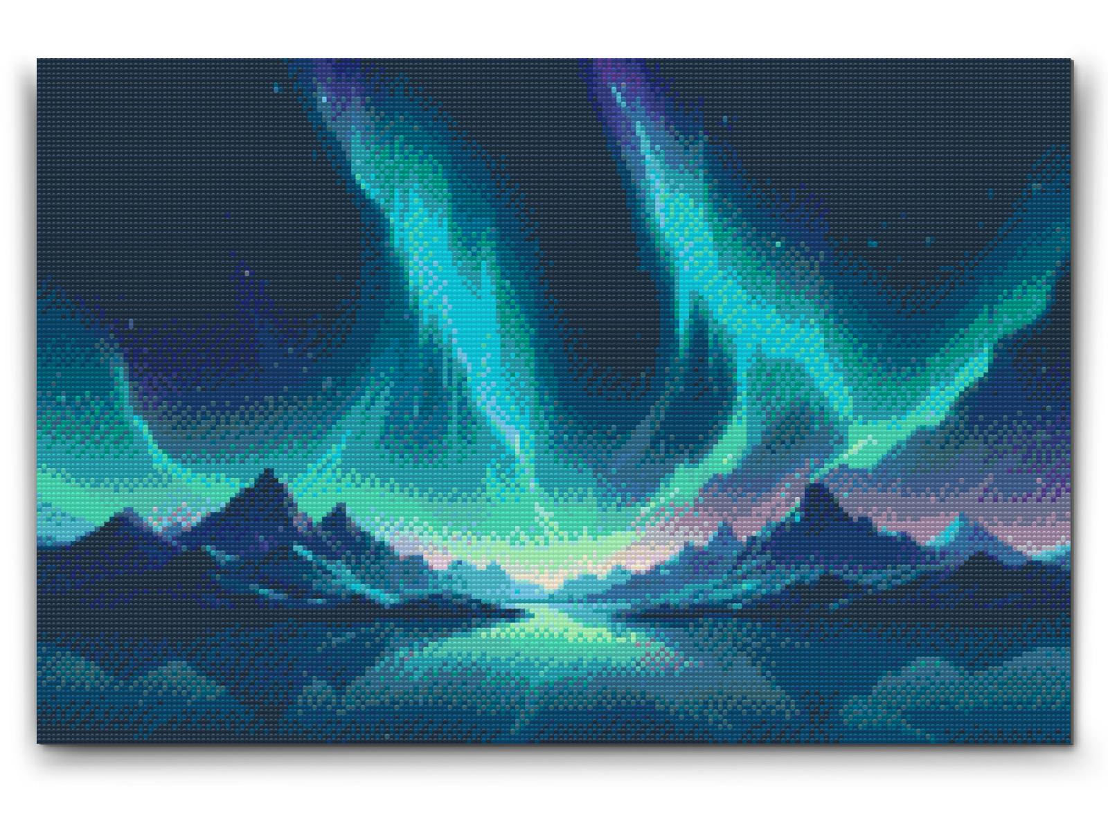 Diamantové malování - Aurora over the mountains