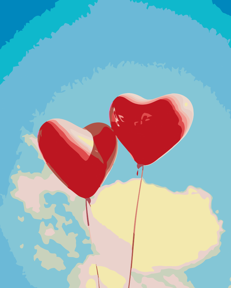Paint by Number - Heart Ballons