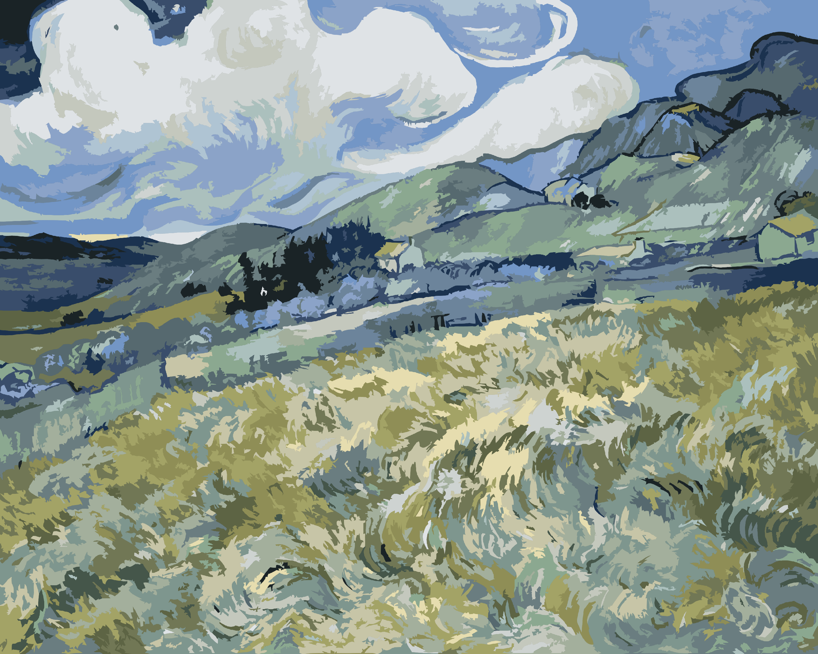 Paint by Number - Vincent van Gogh - Wheat Field with Mountains