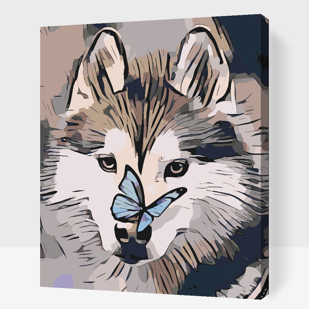 Malování podle čísel - Butterfly and Husky