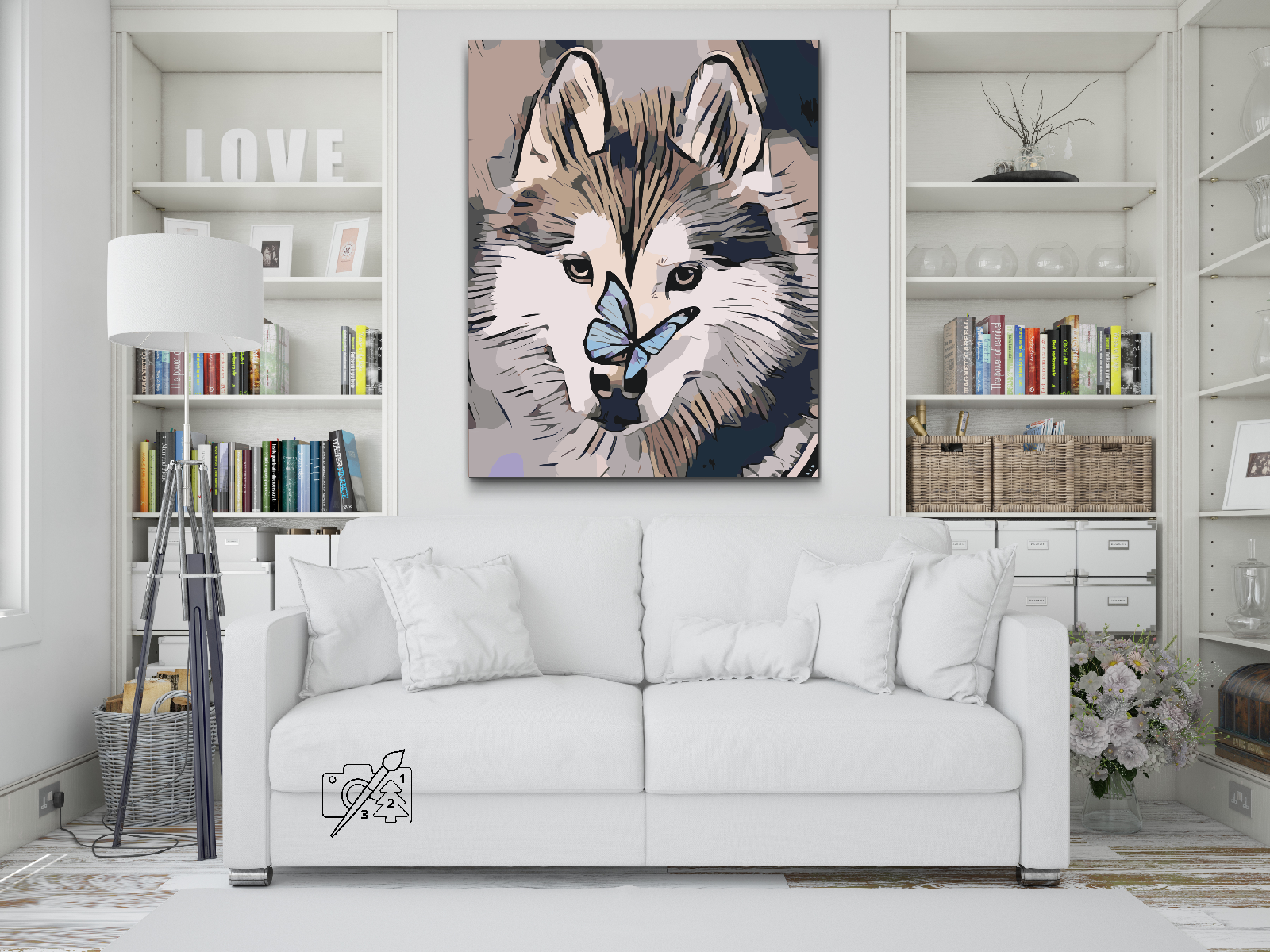 Paint by Number - Butterfly and Husky